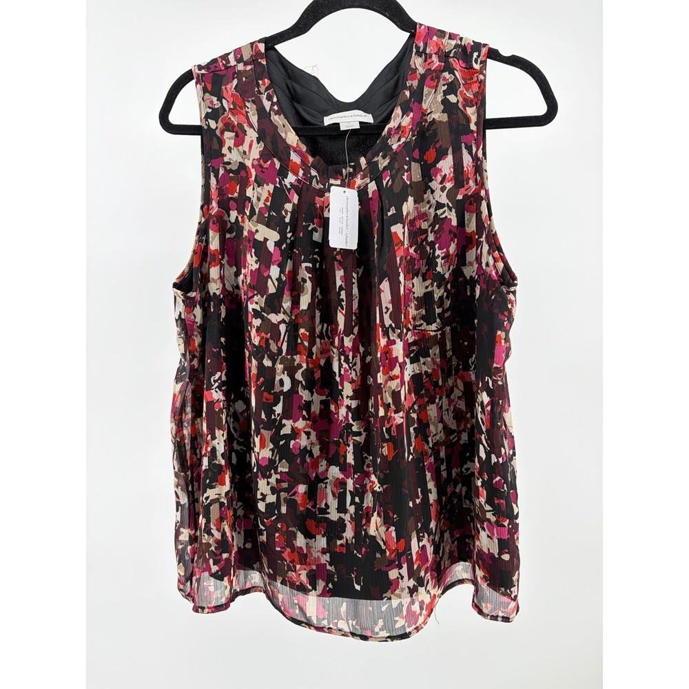 Christopher & Banks Women's Top Sleeveless Multicolored Round Neck, Women Sz XL